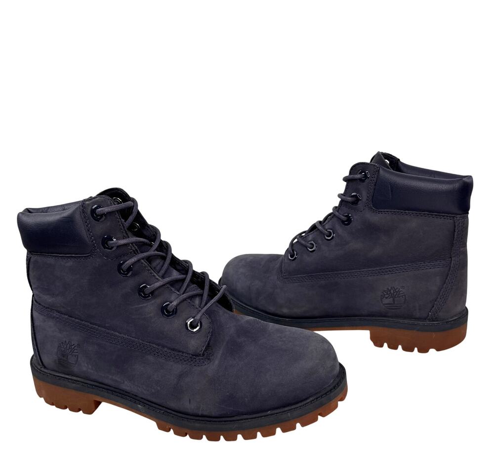 TIMBERLAND Boys Boots 6 Navy Blue Nubuck Premium Waterproof 6" Combat Boot 3793A